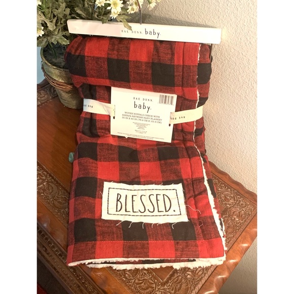 Rae Dunn Other Rae Dunn Cozy Sherpa Baby Blanket With Patch Blessed